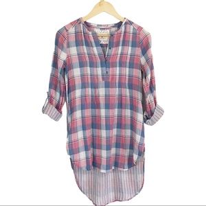 Anthropologie Holding Horses Pink Plaid POP Over